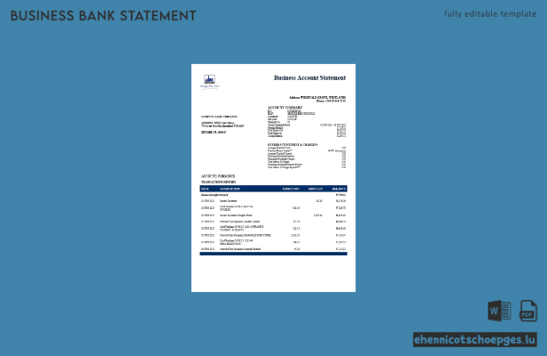 Beispiel eines Kontoauszugs der kenianischen ABC-Organisation im Word- und PDF-Format